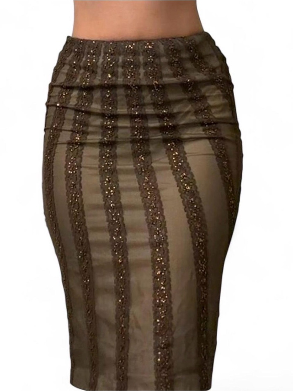 Rare Mandalay 100% Silk Beaded Sequin Midi Skirt 1 of 1 Y2K - Picture 2 of 7